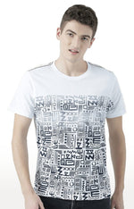 Huetrap White Mens Short Sleeve Graphic Printed Tshirt-HT17MKGRAWHT00691