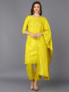 Poly Chanderi Yellow Straight Kurta Pant With