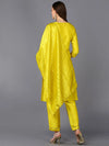 Poly Chanderi Yellow Straight Kurta Pant With