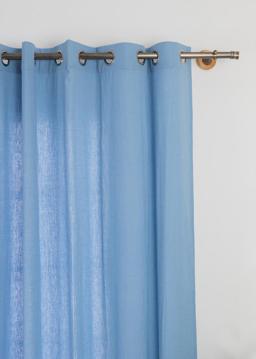 Solid Powder blue 100% cotton plain curtain for bedroom - Room darkening - Pack of 1-240421038