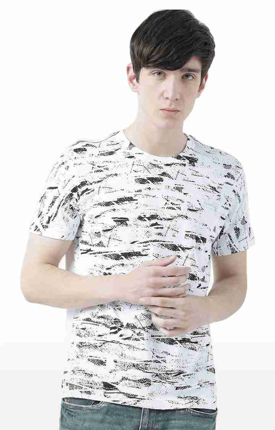 Huetrap White Mens Short Sleeve Graphic Printed Tshirt-HT17MKGRAWHT00594