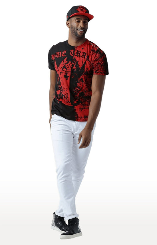 Huetrap Red Mens Short Sleeve Graphic Printed Tshirt-HT15MKGRARED00118