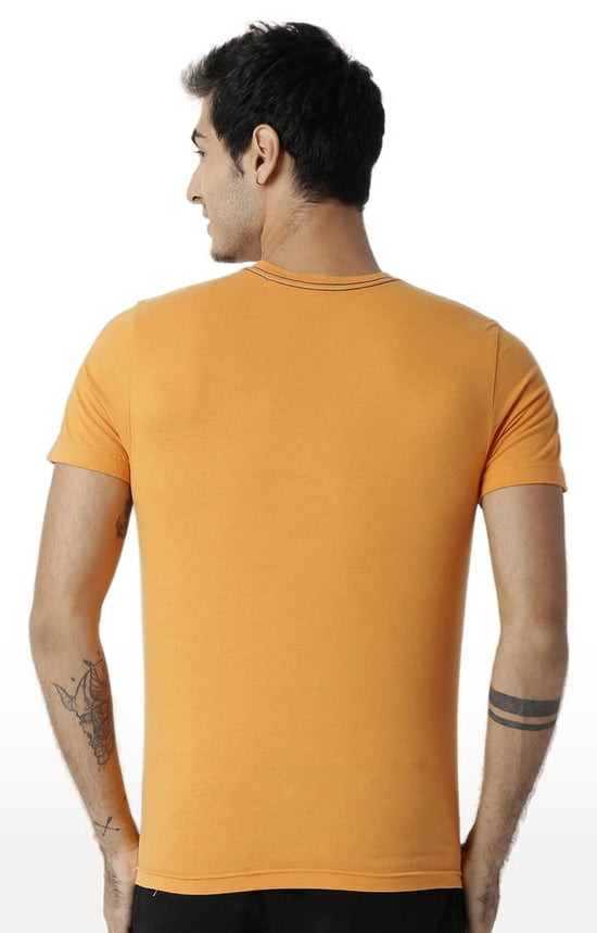 Huetrap Orange Mens Short Sleeve Graphic Printed Tshirt-HT16MKGRABZO00309