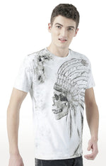 Huetrap White Mens Short Sleeve Graphic Printed Tshirt-HT17MKGRAWHT00566