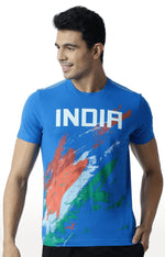 Huetrap Blue Mens Short Sleeve Graphic Printed Tshirt-HT14MKGRASUR00568