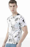 Huetrap White Mens Short Sleeve Graphic Printed Tshirt-HT17MKGRAWHT00683