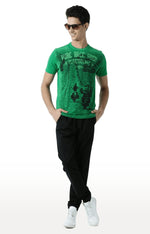 Huetrap Green Mens Short Sleeve Graphic Printed Tshirt-HT16MKGRAGRE00446