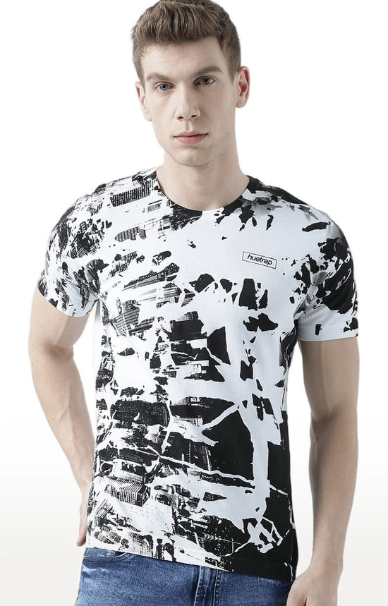 Huetrap White Mens Short Sleeve Graphic Printed Tshirt-HT17MKGRAWHT00577