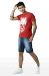 Huetrap Red Mens Short Sleeve Graphic Printed Tshirt-HT15MKGRARED00104