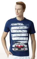 Huetrap Blue Mens Short Sleeve Graphic Printed Tshirt-HT15MKGRALNY00014