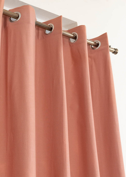 Solid Rust 100% cotton plain curtain for bedroom - Room darkening - Pack of 1-230423082