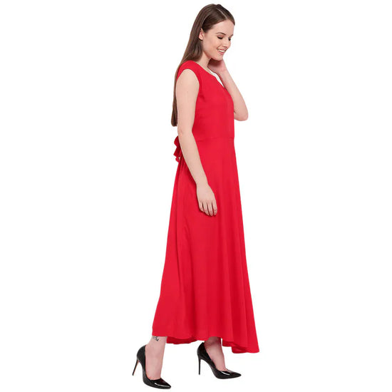 Aawari Rayon Plain Gown For Girls and Women Red-AM086-Red