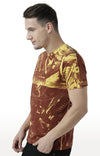 Huetrap Yellow Mens Short Sleeve Graphic Printed Tshirt-HT17MKGRAYLW01066