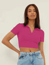 Aahwan Pink Cotton Blend V-Neck Top