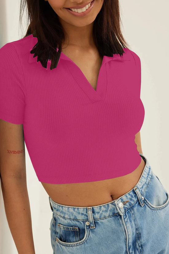 Aahwan Pink Cotton Blend V-Neck Top