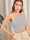 Aahwan Grey Cotton Blend Halter Neck Top