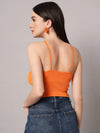 Aahwan Orange Cotton Blend Halter Neck Top