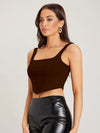 Aahwan Brown Cotton Blend Square Neck Top-185-Brown-M