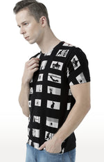 Huetrap Black Mens Short Sleeve Graphic Printed Tshirt-HT17MKGRABLK00852