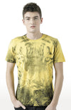 Huetrap Yellow Mens Short Sleeve Graphic Printed Tshirt-HT17MKGRAYLW00613