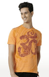 Huetrap Orange Mens Short Sleeve Graphic Printed Tshirt-HT13MKGRABZO00325