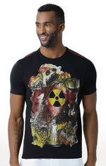 Huetrap Black Mens Short Sleeve Graphic Printed Tshirt-HT13MKGRABLK00265