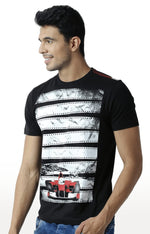 Huetrap Black Mens Short Sleeve Graphic Printed Tshirt-HT13MKGRABLK00315