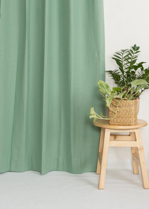 Solid Sage green 100% cotton plain curtain for bedroom - Room darkening - Pack of 1-230422086