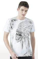 Huetrap White Mens Short Sleeve Graphic Printed Tshirt-HT17MKGRAWHT00566