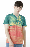 Huetrap Yellow Mens Short Sleeve Graphic Printed Tshirt-HT17MKGRAYLW00772