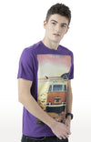 Huetrap Purple Mens Short Sleeve Graphic Printed Tshirt-HT17MKGRARPP00555