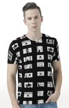 Huetrap Black Mens Short Sleeve Graphic Printed Tshirt-HT17MKGRABLK00852