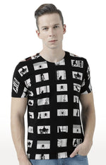 Huetrap Black Mens Short Sleeve Graphic Printed Tshirt-HT17MKGRABLK00852