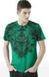 Huetrap Green Mens Short Sleeve Graphic Printed Tshirt-HT17MKGRAGRE00525