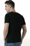 Huetrap Black Mens Short Sleeve Graphic Printed Tshirt-HT17MKGRABLK00864