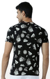 Huetrap Black Mens Short Sleeve Graphic Printed Tshirt-HT16MKGRABLK00393