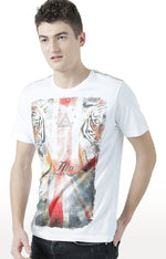 Huetrap White Mens Short Sleeve Graphic Printed Tshirt-HT17MKGRAWHT00626