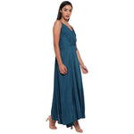 Aawari Rayon Front Open Gown For Girls and Women Teal-AM097-Teal