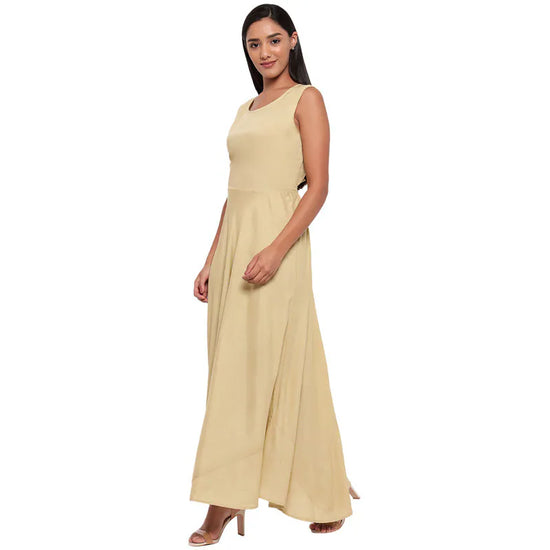 Aawari Rayon Plain Gown For Girls and Women Chikoo-AM086-Chikoo