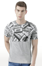 Huetrap Grey Mens Short Sleeve Graphic Printed Tshirt-HT17MKGRAGML00858