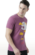 Huetrap Maroon Mens Short Sleeve Graphic Printed Tshirt-HT17MKGRAPLU01090