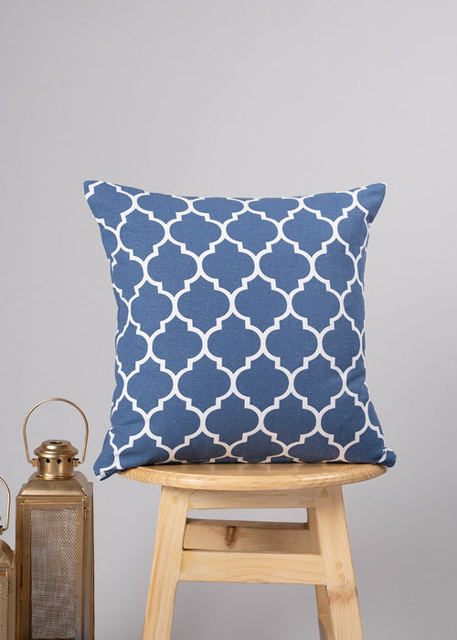 Reverse Trellis 100% cotton geometric cushion cover for sofa - Royal Blue-230451074