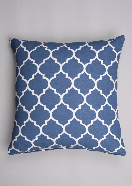 Reverse Trellis 100% cotton geometric cushion cover for sofa - Royal Blue-230456074