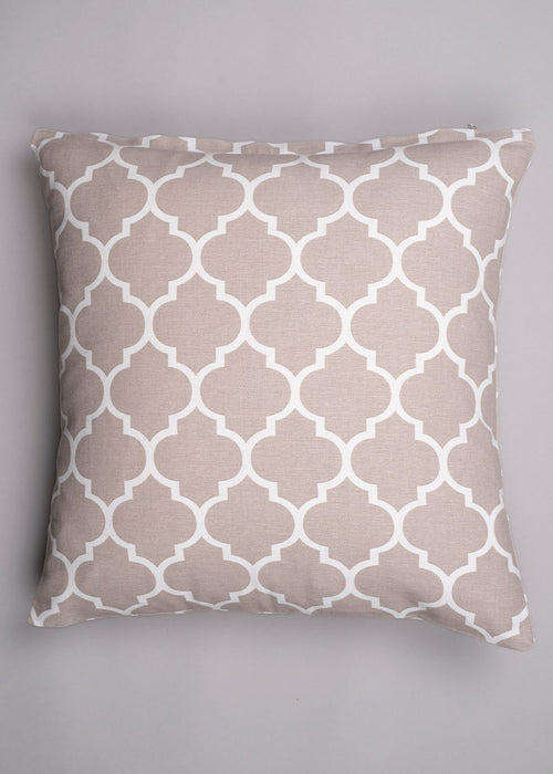 Reverse Trellis 100% cotton geometric cushion cover for sofa - Walnut grey-230455075