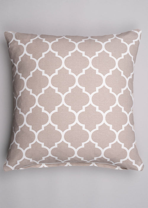 Reverse Trellis 100% cotton geometric cushion cover for sofa - Walnut grey-230456075