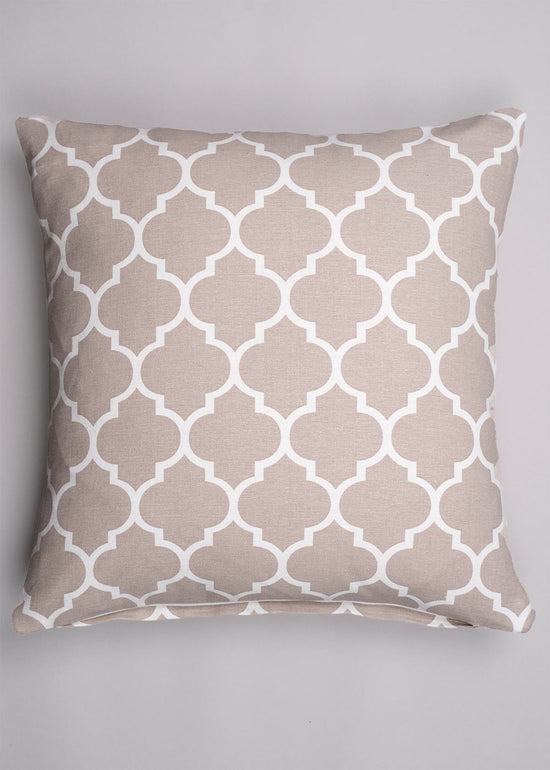 Reverse Trellis 100% cotton geometric cushion cover for sofa - Walnut grey-230456075