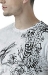 Huetrap White Mens Short Sleeve Graphic Printed Tshirt-HT17MKGRAWHT01080