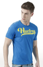 Huetrap Blue Mens Short Sleeve Graphic Printed Tshirt-HT17MKGRASUR01129