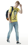 Huetrap Yellow Mens Short Sleeve Graphic Printed Tshirt-HT17MKGRAYLW00697