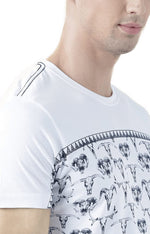 Huetrap White Mens Short Sleeve Graphic Printed Tshirt-HT17MKGRAWHT00658